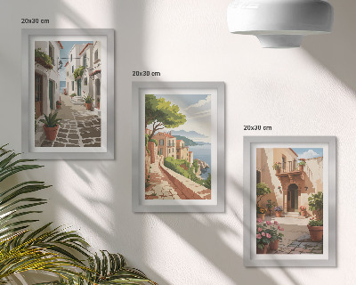Galerie de perete Străzi pitorești cu case și plante în ghiveci