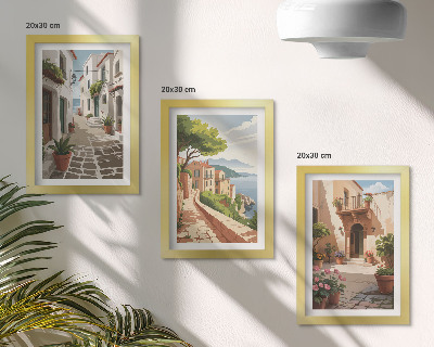 Galerie de perete Străzi pitorești cu case și plante în ghiveci