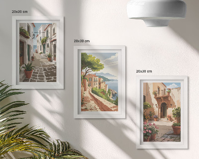 Galerie de perete Străzi pitorești cu case și plante în ghiveci