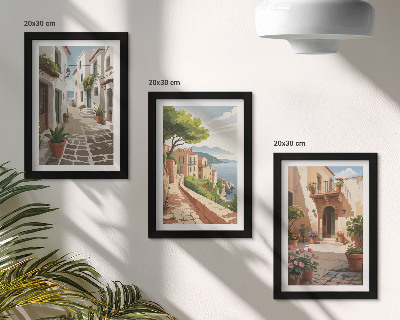 Galerie de perete Străzi pitorești cu case și plante în ghiveci