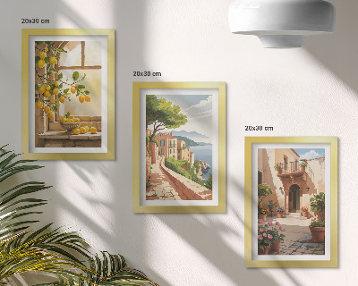 Galerie de perete Citrice în bucătărie cu vedere la mare și la orașul fermecător