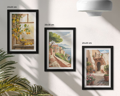 Galerie de perete Citrice în bucătărie cu vedere la mare și la orașul fermecător