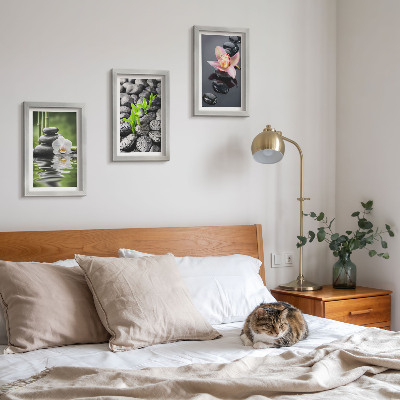 Galerie de perete O compoziție zen liniștită din pietre și flori pe apă
