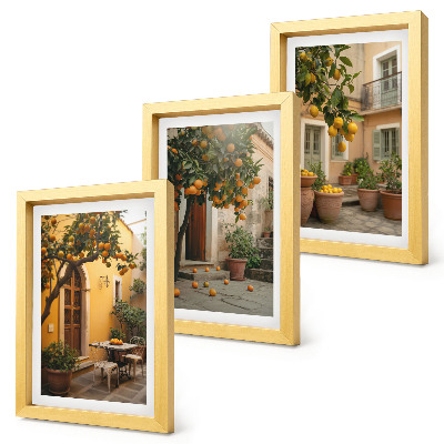 Set 3 tablouri O grădină cu citrice într-un cadru însorit