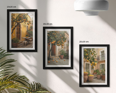 Set 3 tablouri O grădină cu citrice într-un cadru însorit