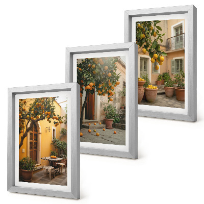 Set 3 tablouri O grădină cu citrice într-un cadru însorit