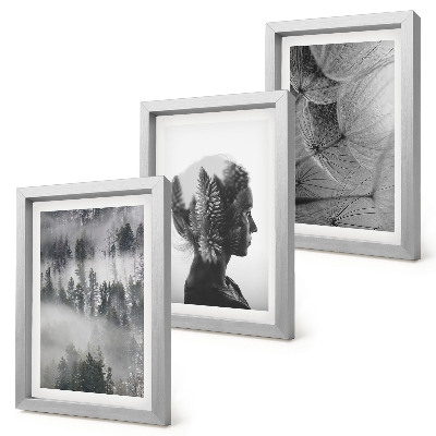 Set 3 tablouri Portret de pădure în ceață cu păpădii delicate