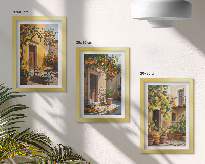 Galerie de perete Citrice într-o curte însorită cu plante