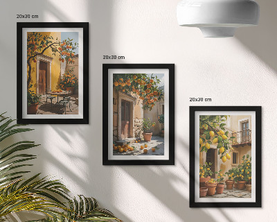 Galerie de perete Citrice într-o curte însorită cu plante