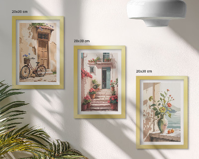 Galerie de perete Străzi pictate cu flori și o bicicletă