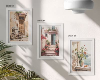 Galerie de perete Străzi pictate cu flori și o bicicletă