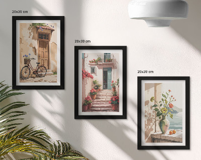 Galerie de perete Străzi pictate cu flori și o bicicletă