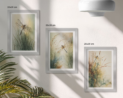 Galerie de perete Ierburi pictate cu libelule deasupra apei