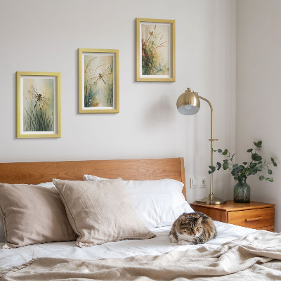 Galerie de perete Ierburi pictate cu libelule deasupra apei