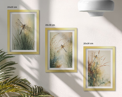 Galerie de perete Ierburi pictate cu libelule deasupra apei