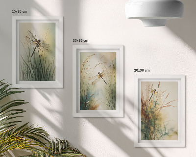 Galerie de perete Ierburi pictate cu libelule deasupra apei