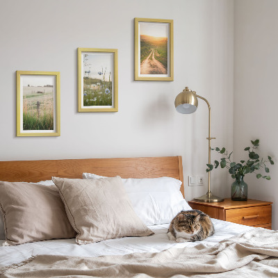 Set 3 tablouri Peisaje naturale cu câmpuri și o potecă la soare