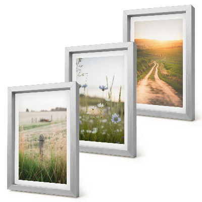 Set 3 tablouri Peisaje naturale cu câmpuri și o potecă la soare