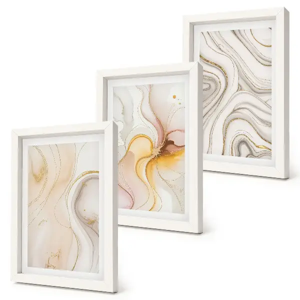 Set de 3 tablouri cu modele abstracte în nuanțe calde și motive elegante