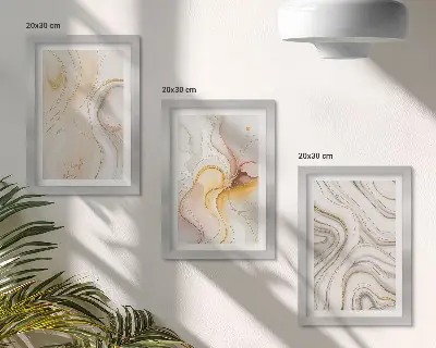 Set de 3 tablouri cu modele abstracte în nuanțe calde și motive elegante