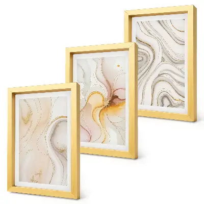 Set de 3 tablouri cu modele abstracte în nuanțe calde și motive elegante