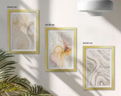 Set de 3 tablouri cu modele abstracte în nuanțe calde și motive elegante