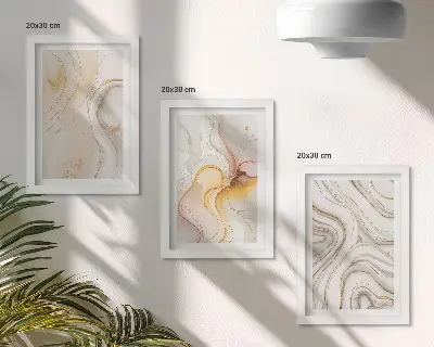 Set de 3 tablouri cu modele abstracte în nuanțe calde și motive elegante