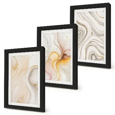 Set de 3 tablouri cu modele abstracte în nuanțe calde și motive elegante