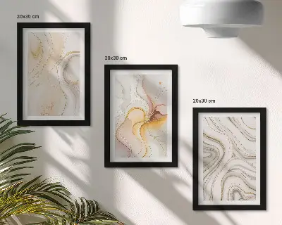 Set de 3 tablouri cu modele abstracte în nuanțe calde și motive elegante