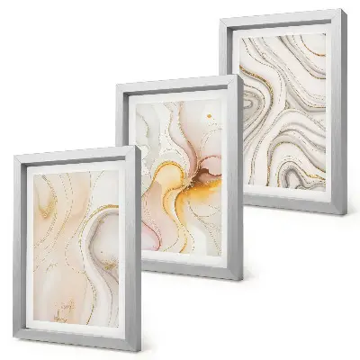 Set de 3 tablouri cu modele abstracte în nuanțe calde și motive elegante