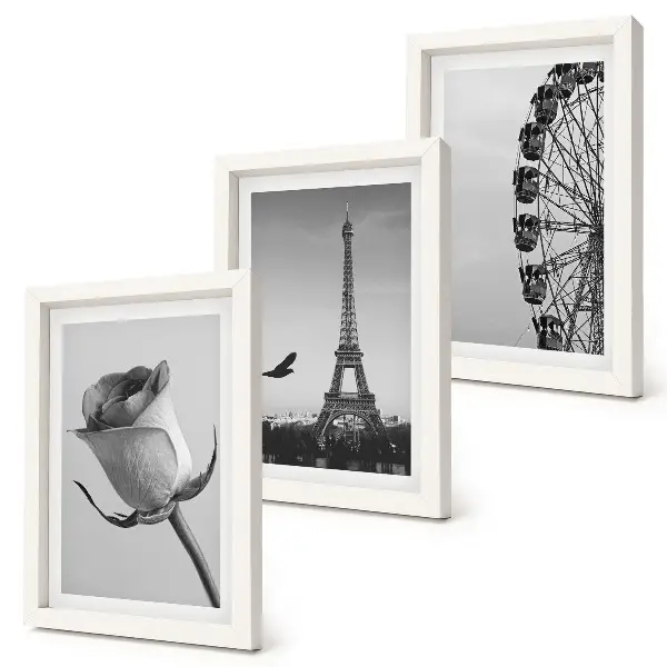 Galerie de perete Turnul Eiffel și Roata Ferris în nuanțe de roz și monocrom
