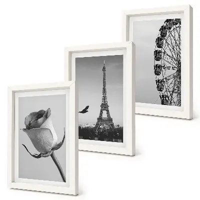 Galerie de perete Turnul Eiffel și Roata Ferris în nuanțe de roz și monocrom