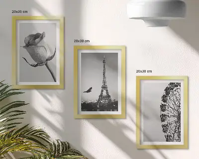 Galerie de perete Turnul Eiffel și Roata Ferris în nuanțe de roz și monocrom
