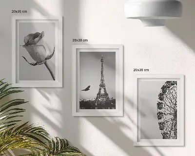 Galerie de perete Turnul Eiffel și Roata Ferris în nuanțe de roz și monocrom