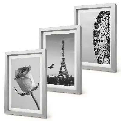 Galerie de perete Turnul Eiffel și Roata Ferris în nuanțe de roz și monocrom