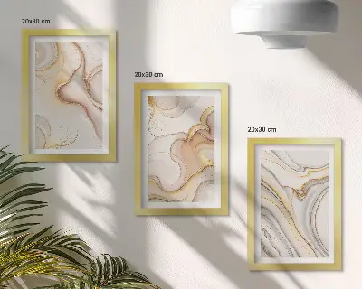 Set 3 tablouri cu motive abstracte liniare pentru un decor elegant