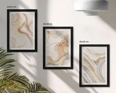 Set 3 tablouri cu motive abstracte liniare pentru un decor elegant
