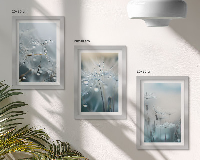 Set 3 tablouri Picături de rouă pe păpădii delicate