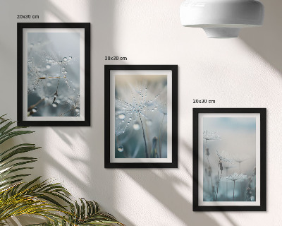 Set 3 tablouri Picături de rouă pe păpădii delicate