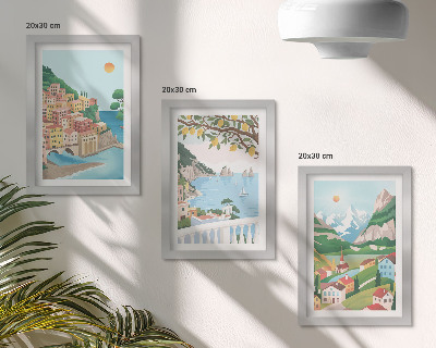 Galerie de perete Vederi la mare cu case în culori pastelate