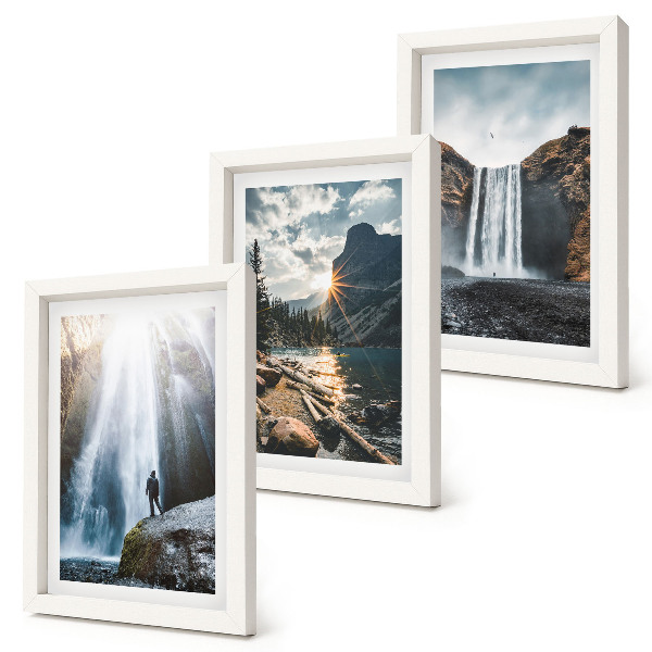 Set 3 tablouri Cascade în munți cu peisaje naturale frumoase
