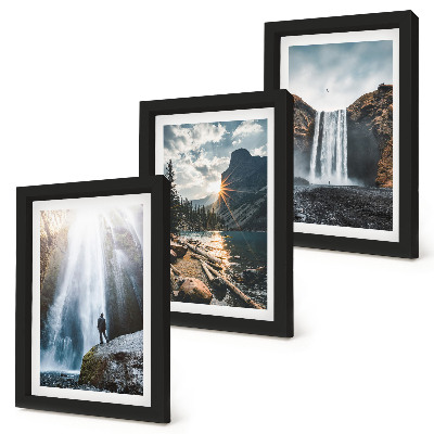 Set 3 tablouri Cascade în munți cu peisaje naturale frumoase