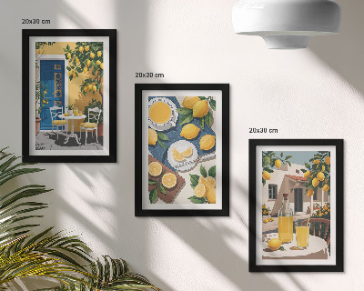 Set 3 tablouri Limonadă cu priveliști italiene și o terasă la soare