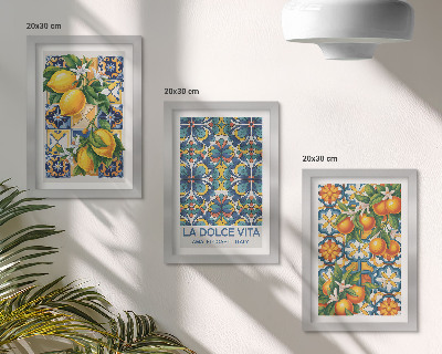 Set 3 tablouri Flori de lămâie și portocal în modele colorate
