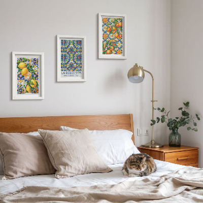 Set 3 tablouri Flori de lămâie și portocal în modele colorate