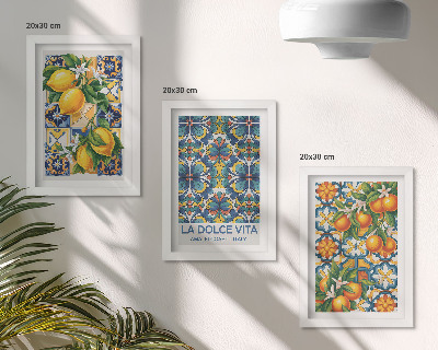 Set 3 tablouri Flori de lămâie și portocal în modele colorate