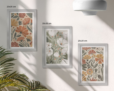 Galerie de perete Modele florale în nuanțe de portocaliu și verde
