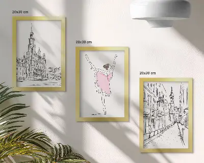 Galerie de perete cu imagini elegante reprezentând balerine dansatoare și elemente de arhitectură