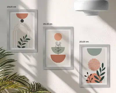 Galerie de perete cu motive vegetale în forme și culori moderne