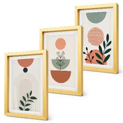 Galerie de perete cu motive vegetale în forme și culori moderne